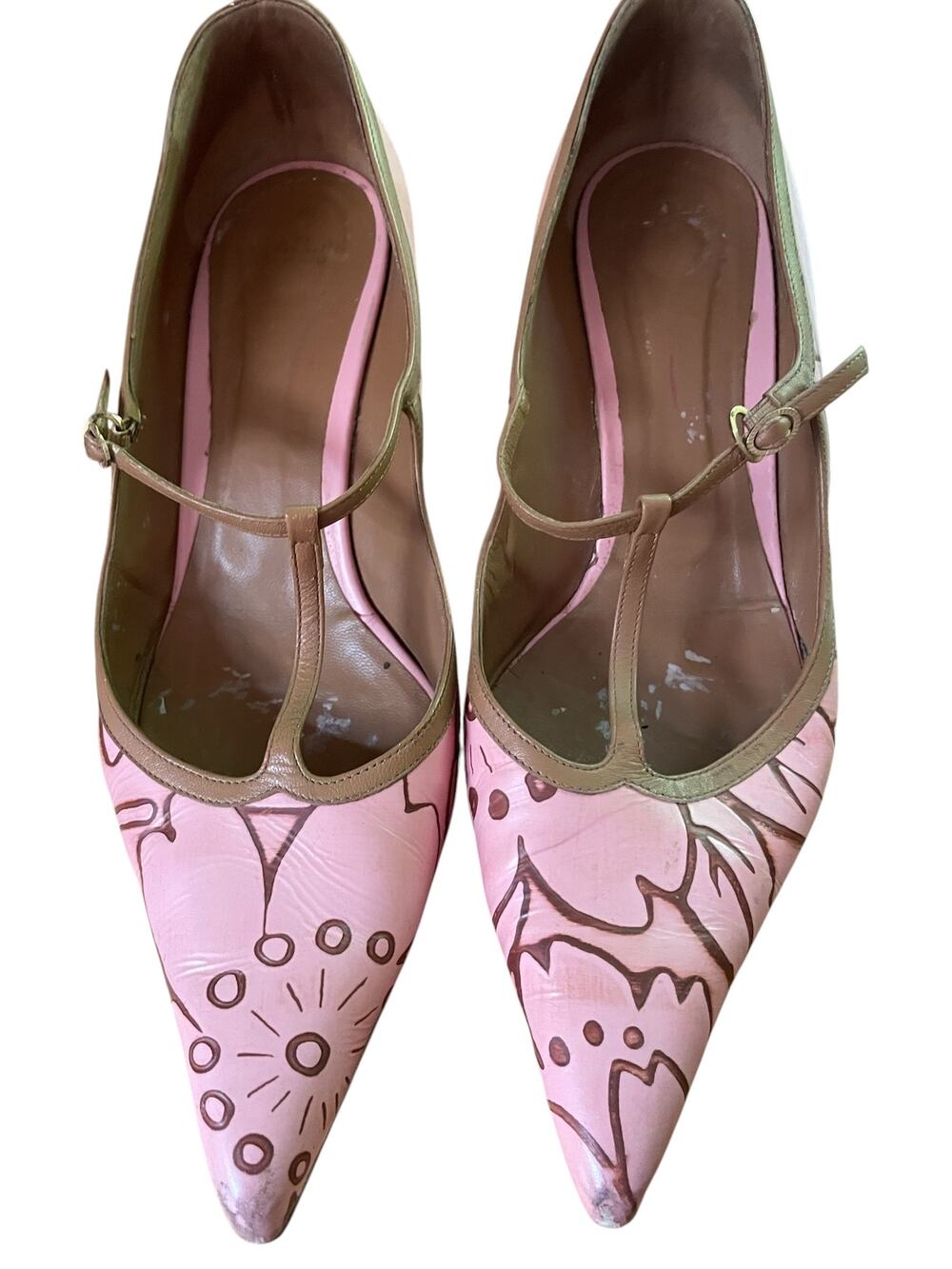 Furla Pink and Brown Pointed Shoes
